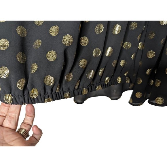 Show Me Your‎ Mumu black with gold polka dots long bell sleeves Flowly Tunic L - Picture 7 of 11